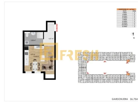 Prodaja, garsonjera, 27m², Stari Aerodrom, Podgorica - image 2