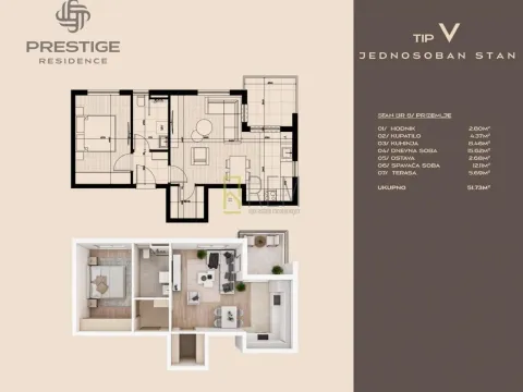 Sale, one bedroom apartment, 47m², Zabjelo, Podgorica - image 10