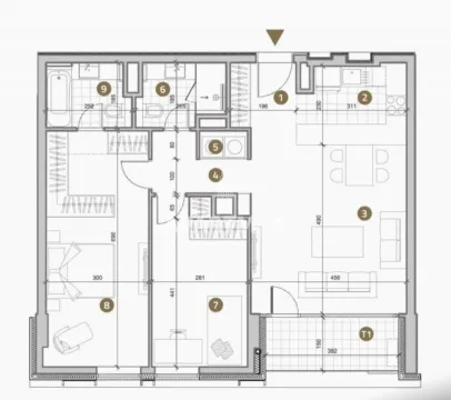 Floor plan of the apartment with room layout and dimensions. - image 4