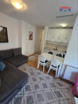 Dnevna soba sa garniturom, trpezarijom i kuhinjom u pozadini. - image 8