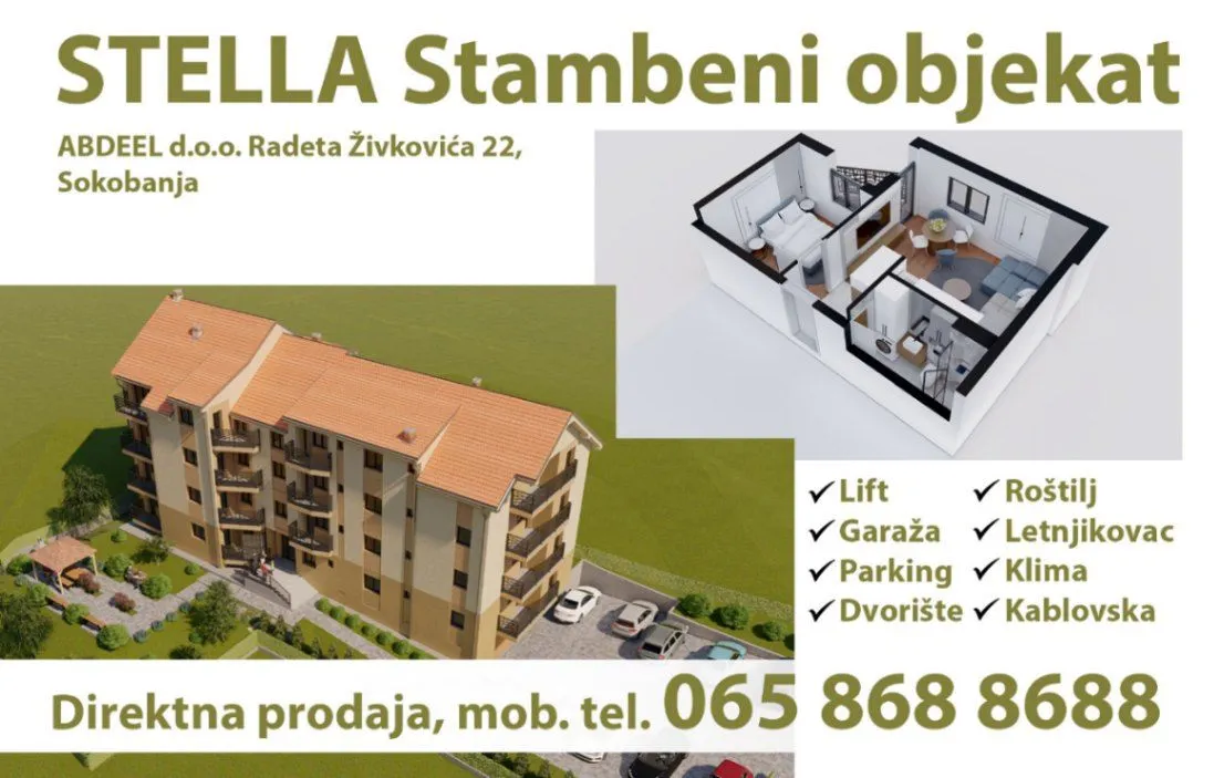 Prodaja, jednosoban stan, 35m², Sokobanja, Srbija