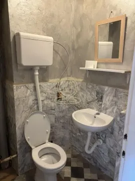 Smaller bathroom with toilet, washbasin and mirror. - image 11