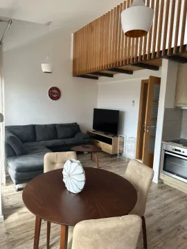 Living room with dining area and kitchen in a modern apartment. - image 6