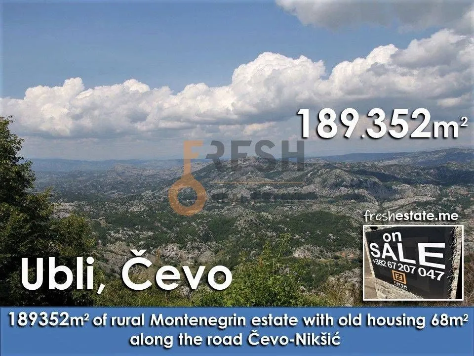 Prodaja, plac, 189352m², Cetinje, Crna Gora