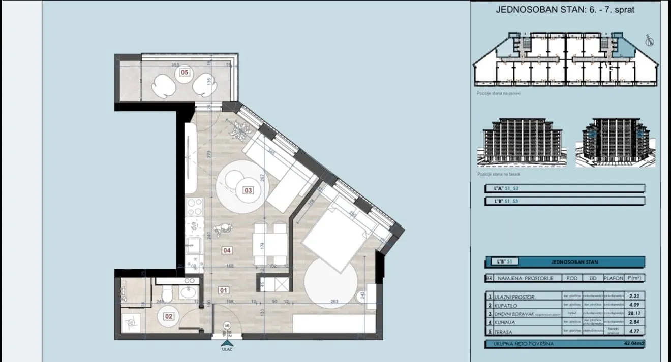 Sale, one bedroom apartment, 42m², Topolica, Bar