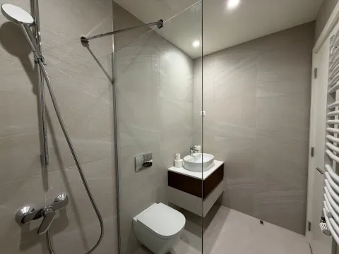 Moderno kupatilo sa tuš kabinom, umivaonikom i ugradnom wc šoljom. - image 8
