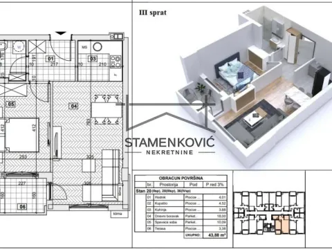 Prodaja, dvosoban stan, 42m², Avijatičarsko naselje, Novi Sad Sve Podlokacije - image 11