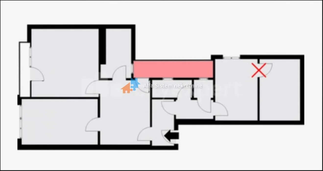 The drawing shows the floor plan of the property with the room layout.