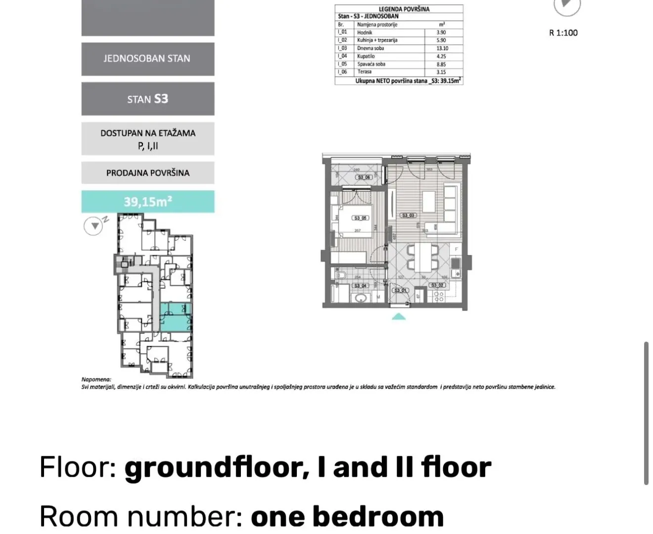 Prodaja, jednosoban stan, 39m², Pod Goricom, Podgorica