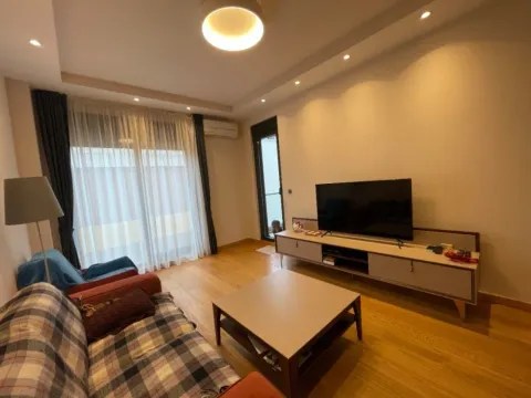 A bright living room featuring a sofa, coffee table, and television stand. - image 6