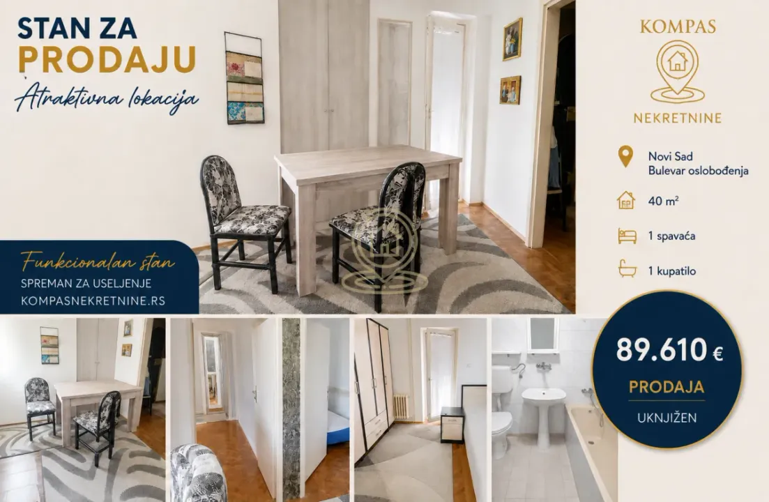Sale, one bedroom apartment, 33m², Avijatičarsko naselje, Novi Sad Sve Podlokacije