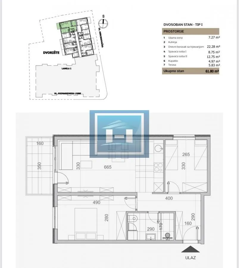 Prodaja, dvosoban stan, 62m², Centar, Jagodina