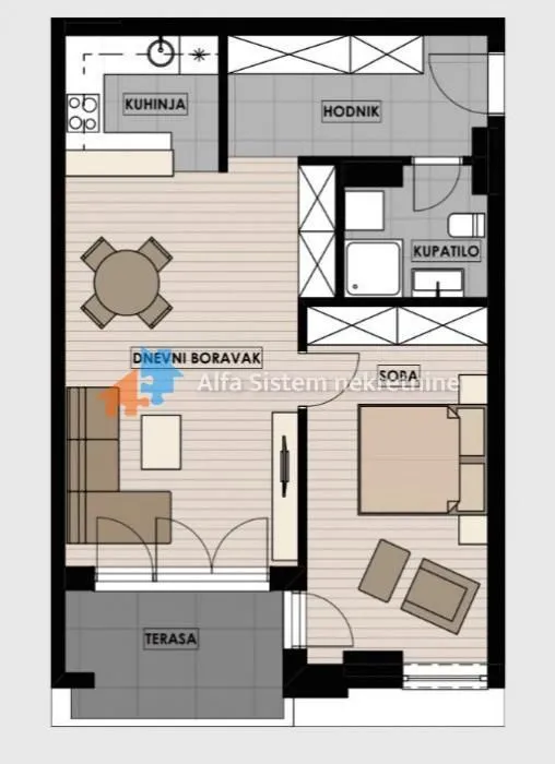 Rent, two bedroom apartment, 61m², Novi Beograd Blok 65, Novi Beograd Sve Podlokacije