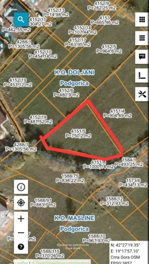 Prodaja, plac, 750m², Murtovina, Podgorica