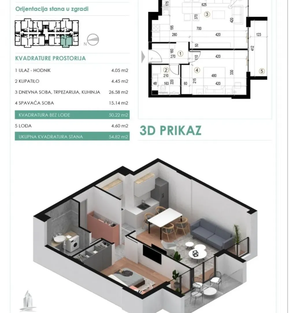 Sale, two bedroom apartment, 55m², Cvetanova Ćuprija, Zvezdara Sve Podlokacije