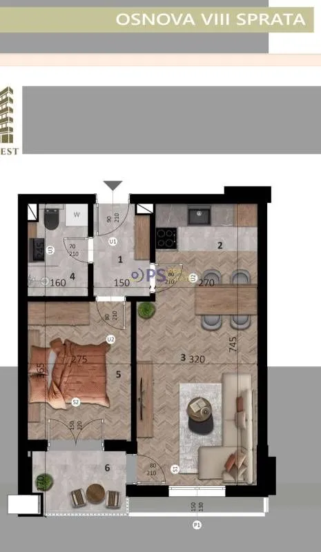Sale, one bedroom apartment, 44m², Bar, Crna Gora