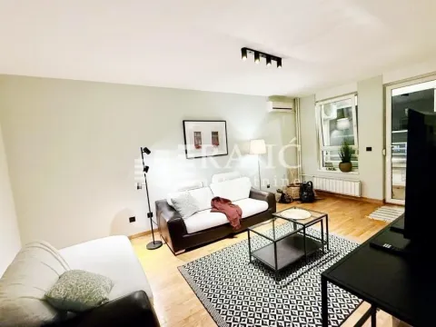 Furnished living room with a sofa and a rug. - image 3