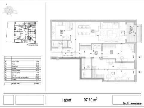 Sale, three bedroom apartment, 98m², Vračar, Šid
