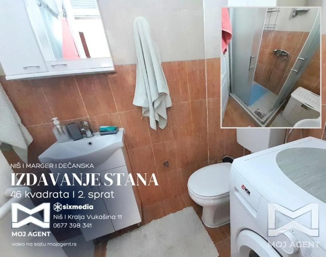 Rent, one bedroom apartment, 46m², Marger, Niš