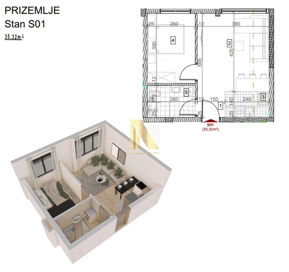 Prodaja, jednosoban stan, 35m², Sremska Kamenica, Petrovaradin