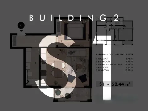 Sale, one bedroom apartment, 52m², Donja Lastva, Tivat