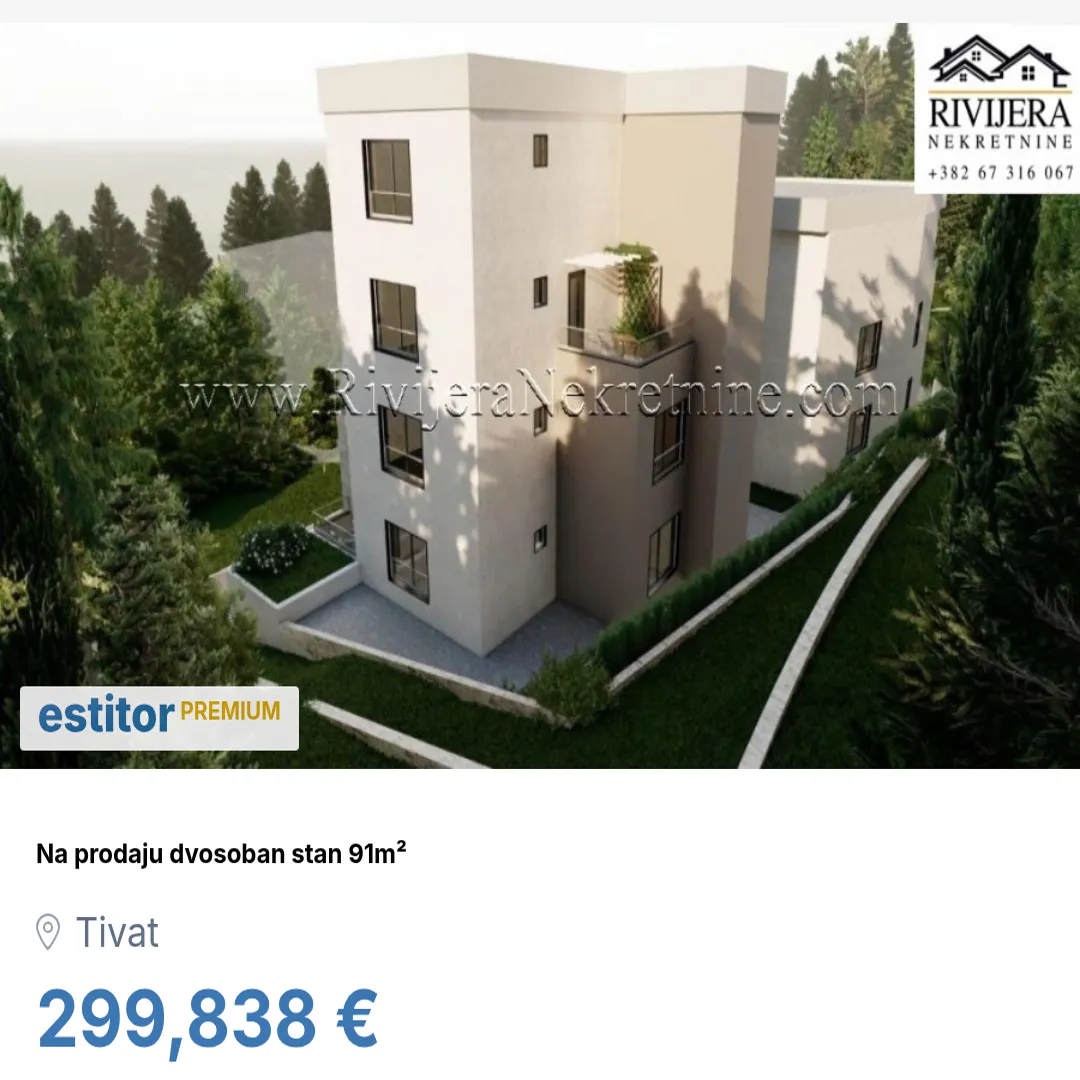 Prodaja, dvosoban stan, 91m², Donja Lastva, Tivat
