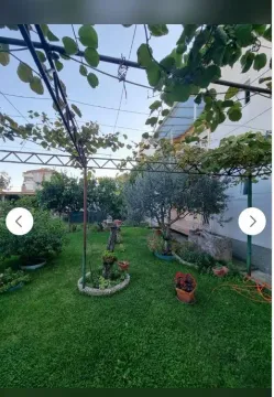 Uređeno dvorište sa travnjakom i lozom ispred kuće. - image 4