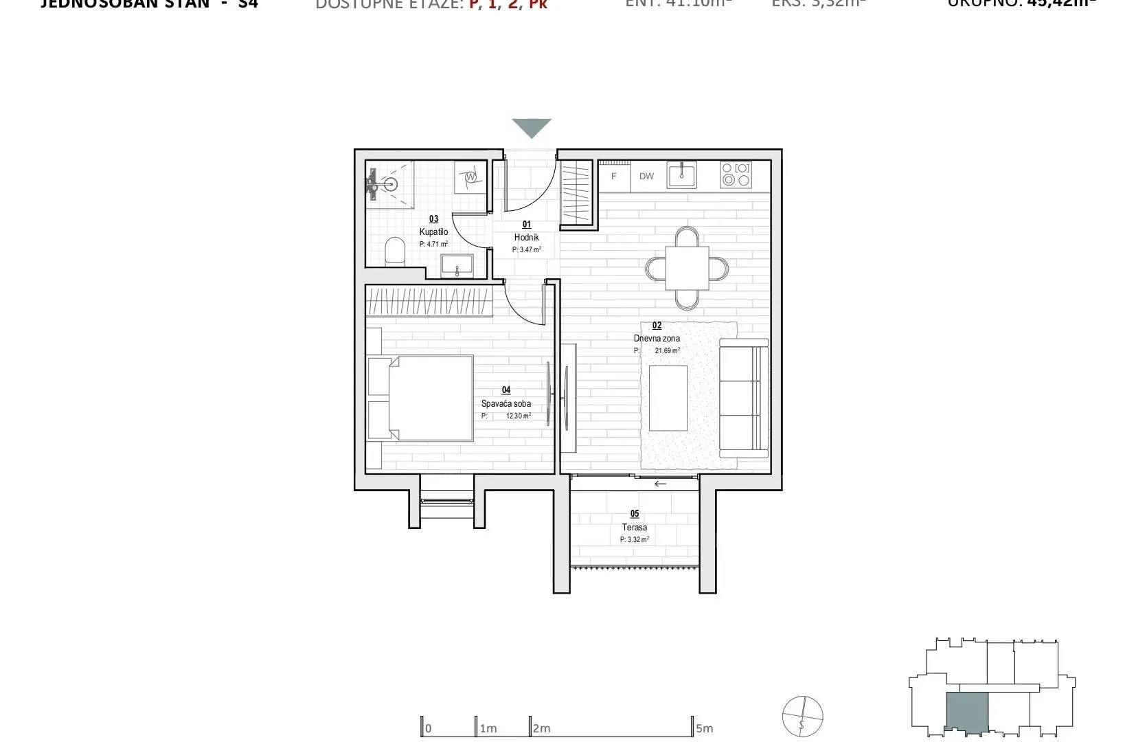 Sale, one bedroom apartment, 44m², Kolašin, Crna Gora