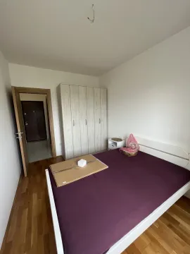 Bright bedroom featuring a double bed, a large wardrobe, and wooden flooring. - image 9