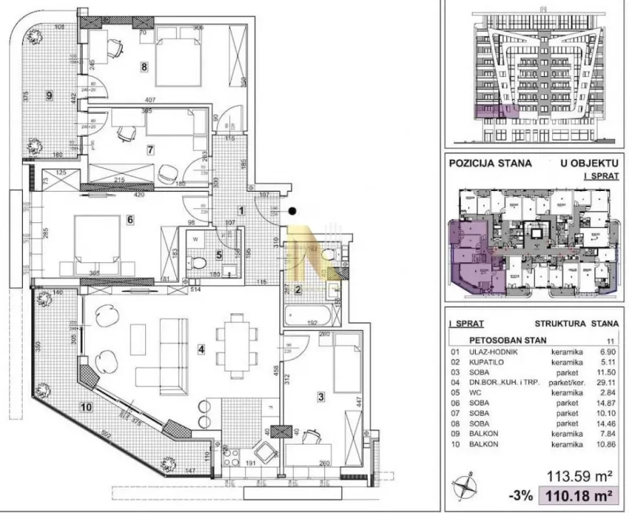 Prodaja, stan, 113m², Telep, Novi Sad Sve Podlokacije