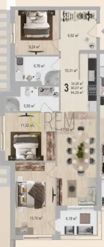Architectural floor plan and room layout of the apartment with furniture. - image 8