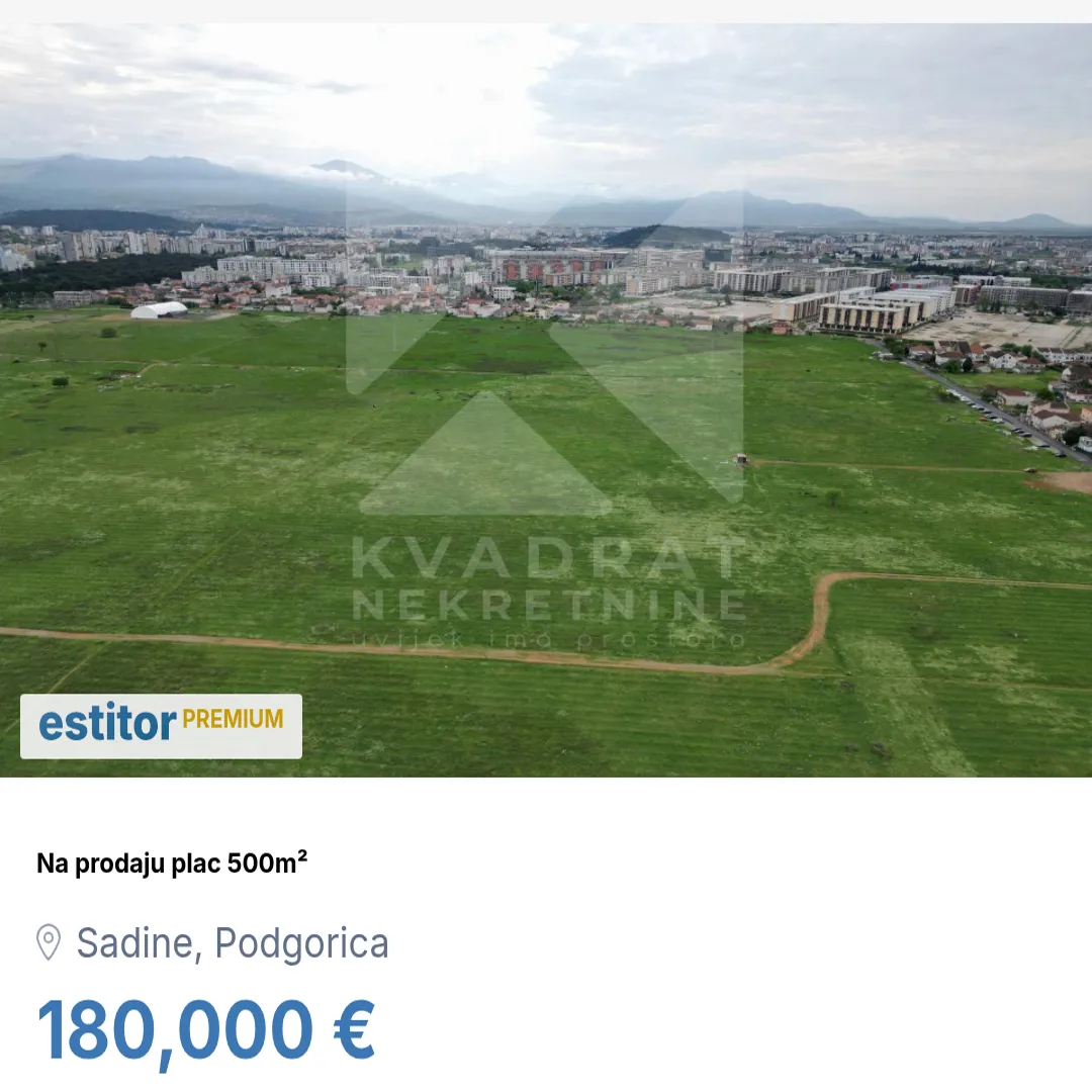 Prodaja, plac, 500m², Sadine, Podgorica