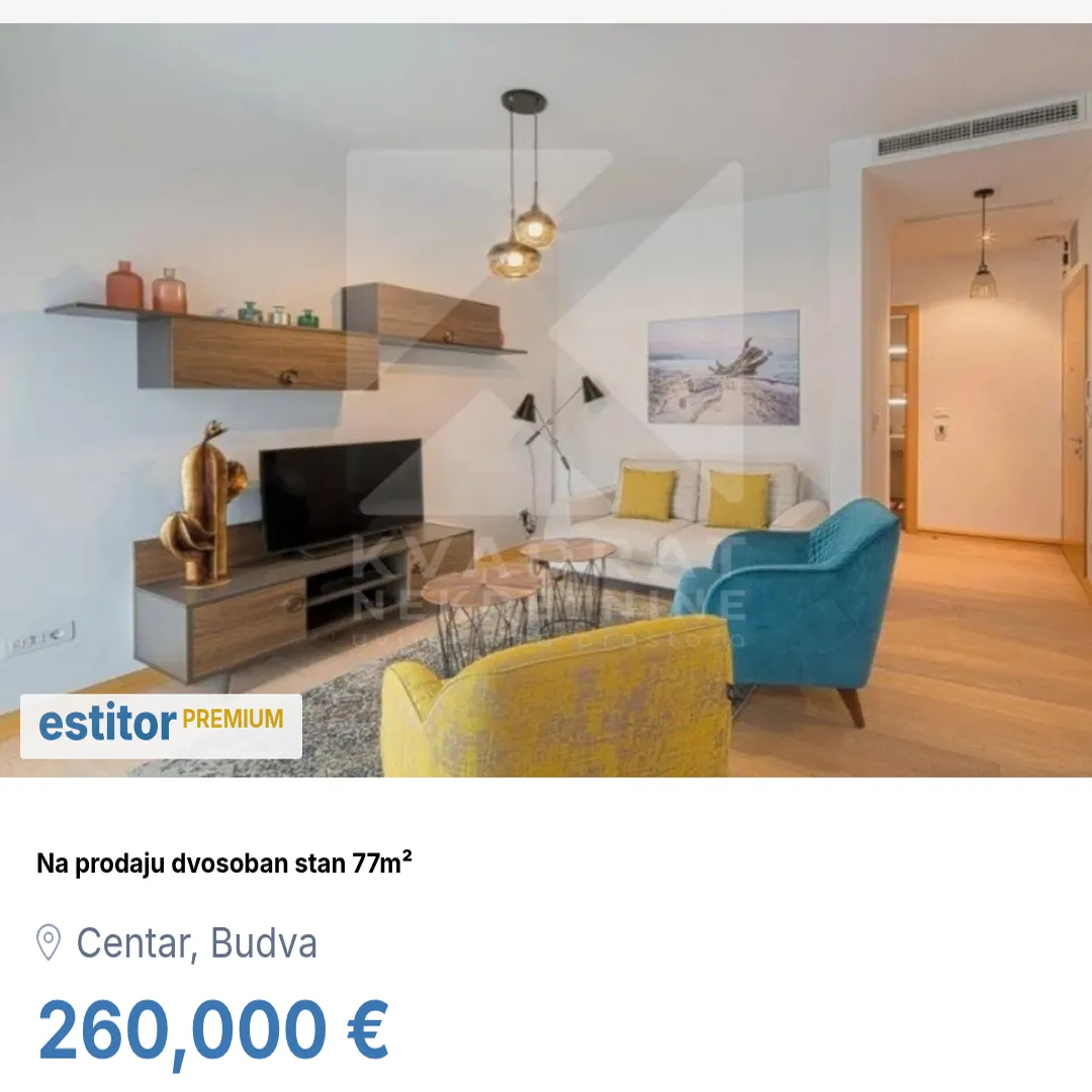 Prodaja, dvosoban stan, 77m², Centar, Budva