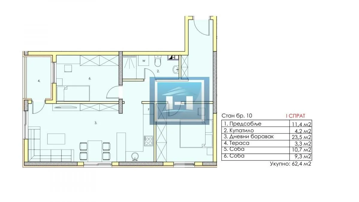 Prodaja, trosoban stan, 62m², Centar, Jagodina