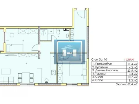 Sale, three bedroom apartment, 62m², Centar, Jagodina