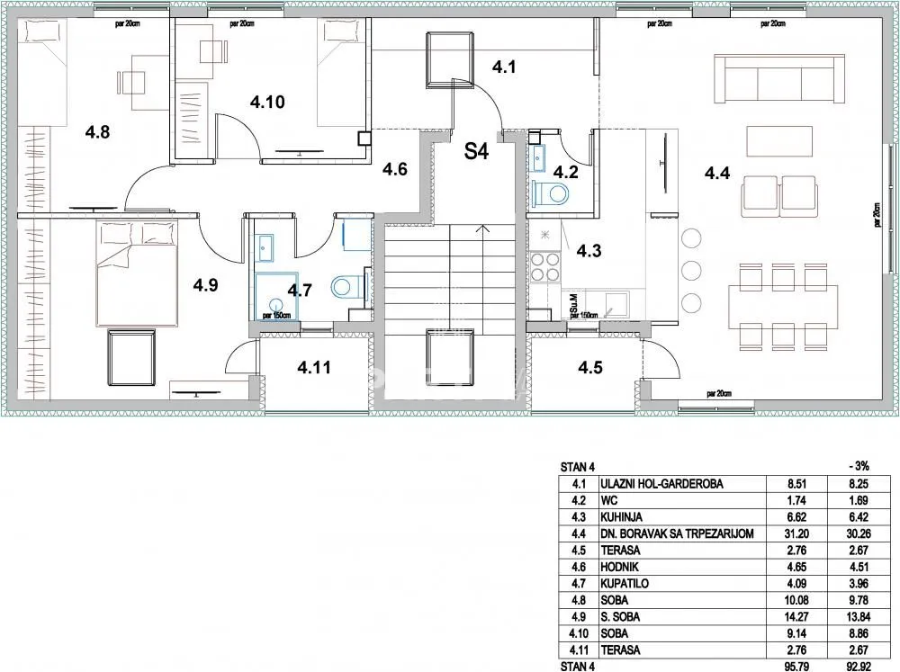 Sale, four bedroom apartment, 93m², Palilula Sve Podlokacije, Beograd