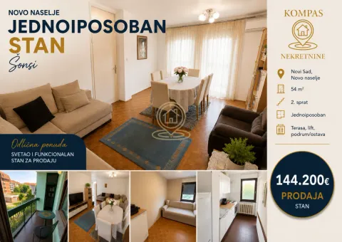 Prodaja, jednosoban stan, 54m², Novo naselje, Novi Sad - image 1