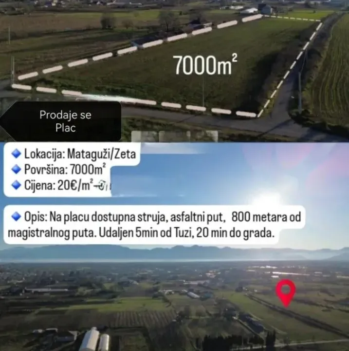 Prodaja, plac, 7000m², Zeta, Podgorica
