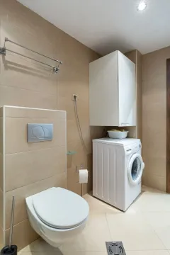 Kupatilo opremljeno sanitarijama i veš mašinom. - image 9