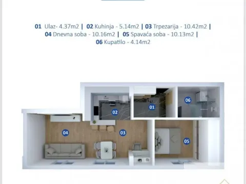 Sale, one bedroom apartment, 44m², Novi Banovci, Stara Pazova - image 5