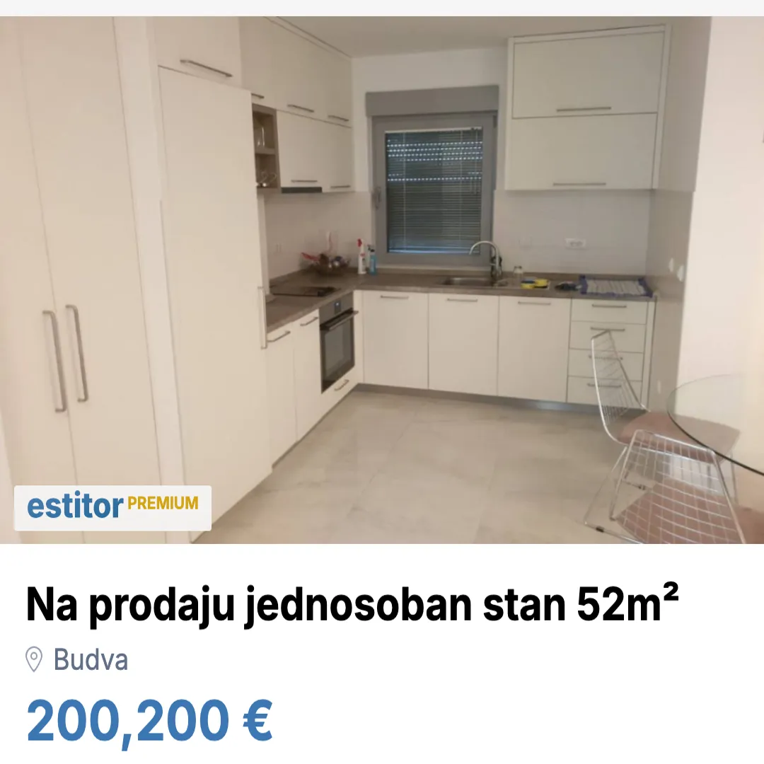 Sale, one bedroom apartment, 52m², Budva, Crna Gora