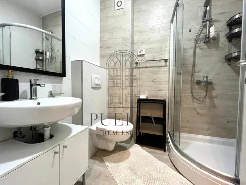 Moderne kupatilo sa tuš kabinom, umivaonikom i WC šoljom. - image 9