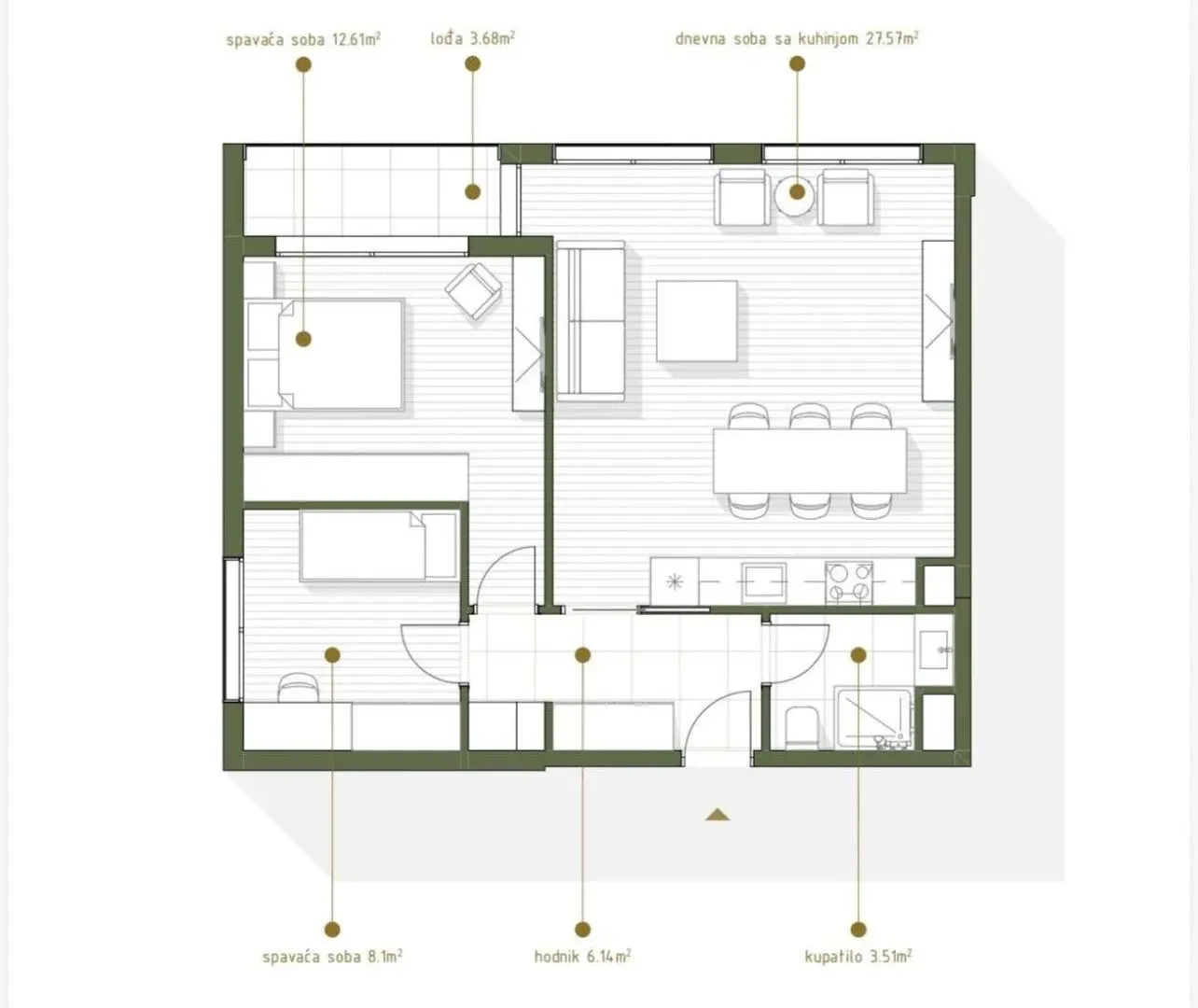 Prodaja, dvosoban stan, 62m², Zabjelo, Podgorica