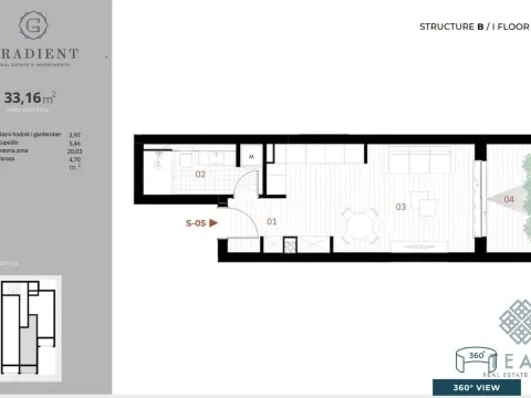 Sale, studio apartment, 33m², Orahovac, Kotor - image 7