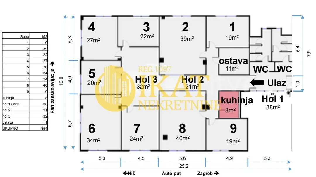 Floor plan of the property showing rooms and dimensions.