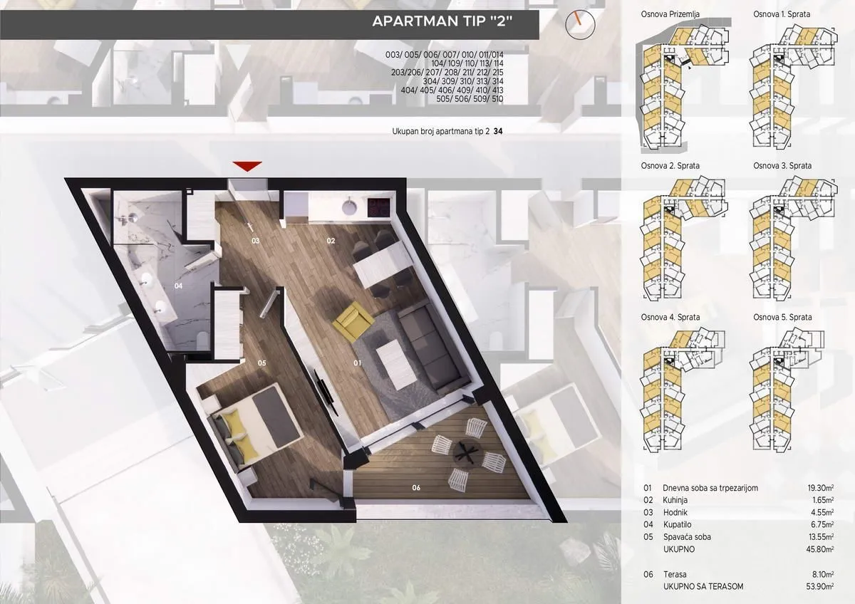 Sale, one bedroom apartment, 55m², Bečići, Budva
