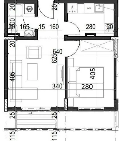 Sale, one bedroom apartment, 40m², Radanovići, Kotor