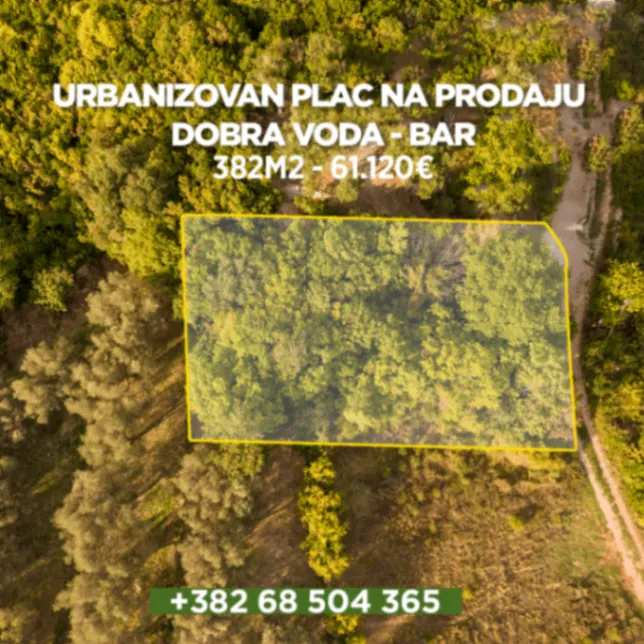 Prodaja, plac, 382m², Dobre Vode, Bar