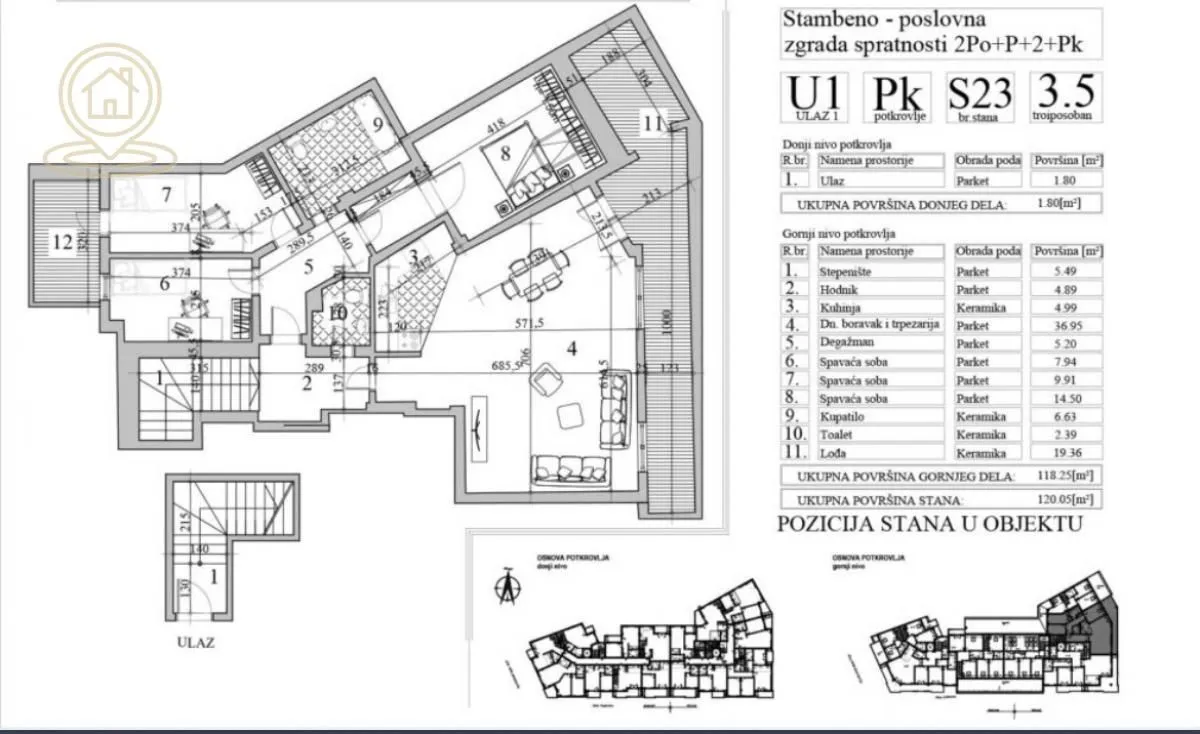 Sale, three bedroom apartment, 130m², Grbavica, Novi Sad Sve Podlokacije