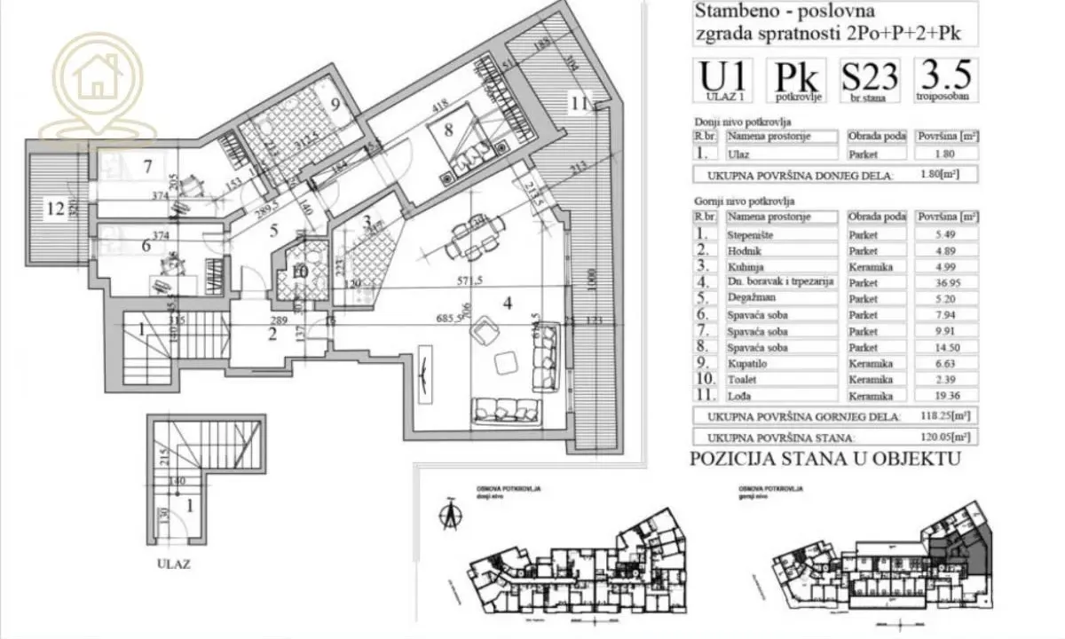 Sale, three bedroom apartment, 130m², Grbavica, Novi Sad Sve Podlokacije